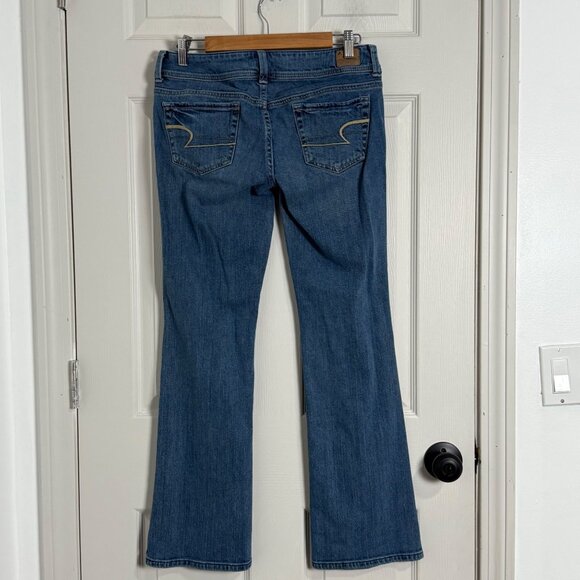 American Eagle Original Boot Jeans Women 8 Blue Stretch VTG Y2K Low Rise Hippie - Picture 2 of 9